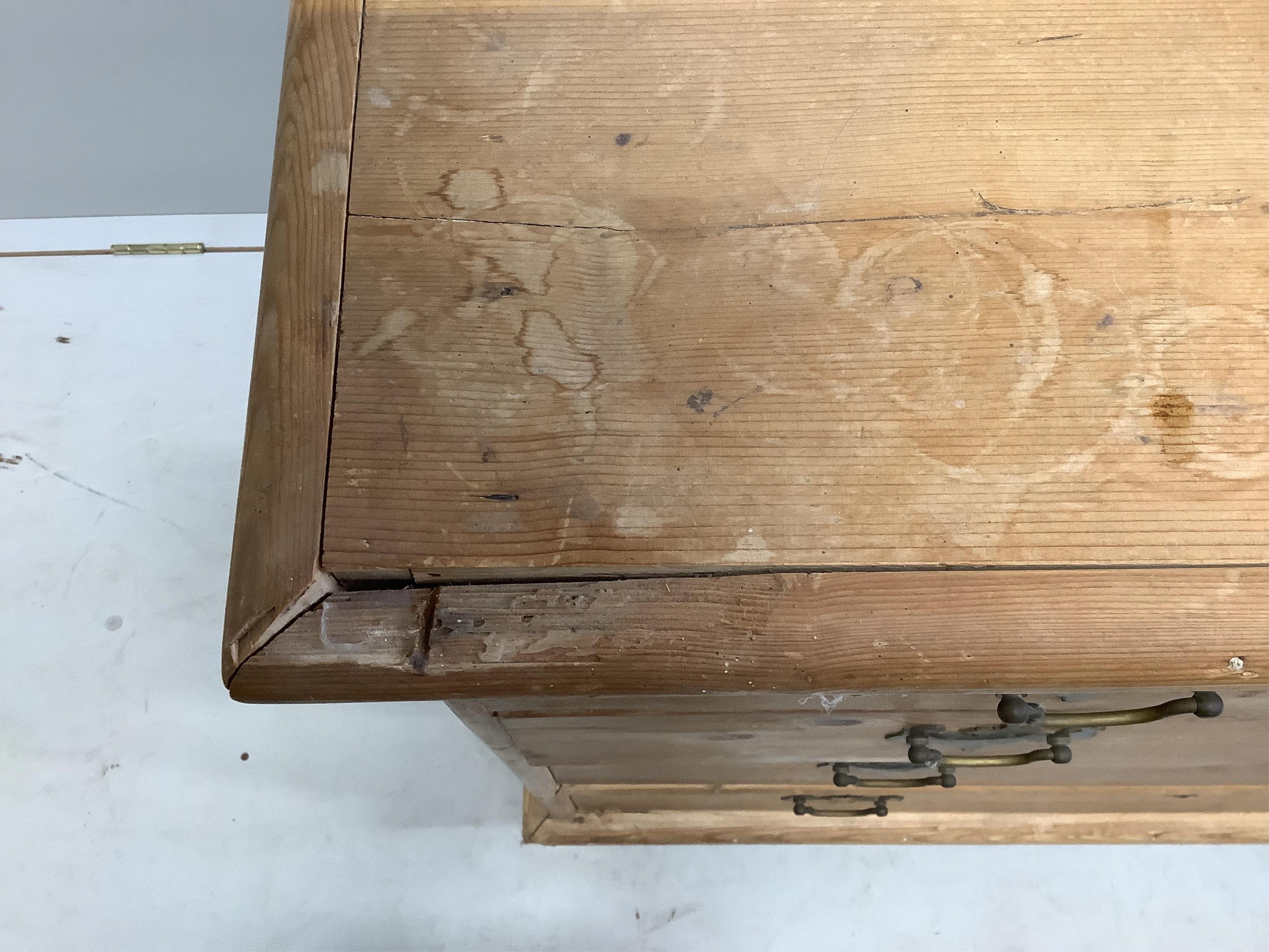 A Victorian pine four drawer chest, width 96cm, depth 46cm, height 95cm. Condition - poor to fair